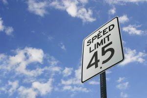 Speed limit sign with 45 miles per hour