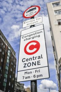 Sign at the start of the Congestion Charging zone in London