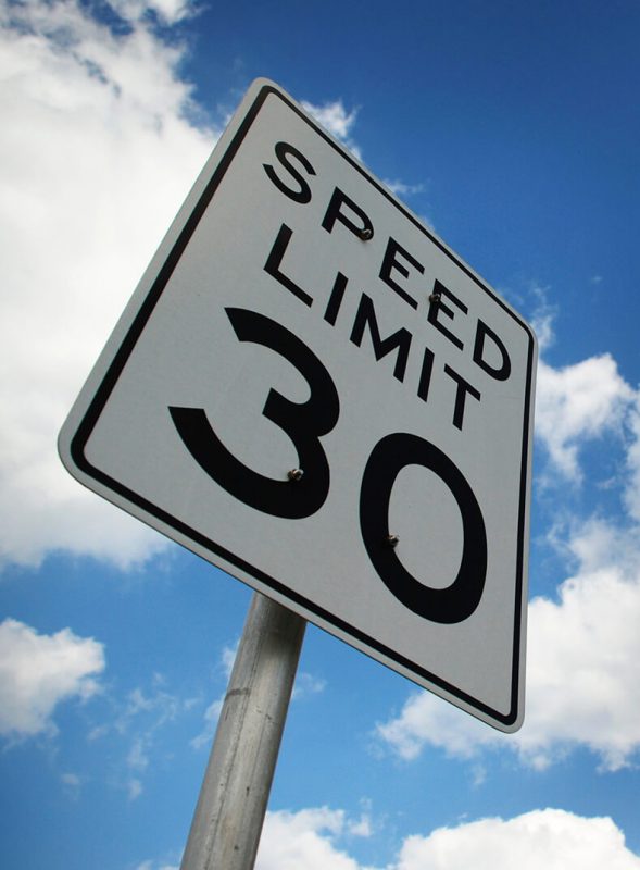 Speed limit sign with 30 miles per hour listed