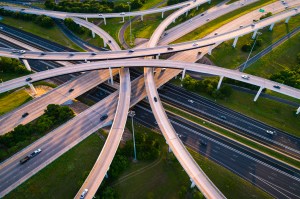 cars on a highway from above