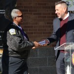 Matt Reich presents Verra Mobility Student Safety Award to Connie Coleman