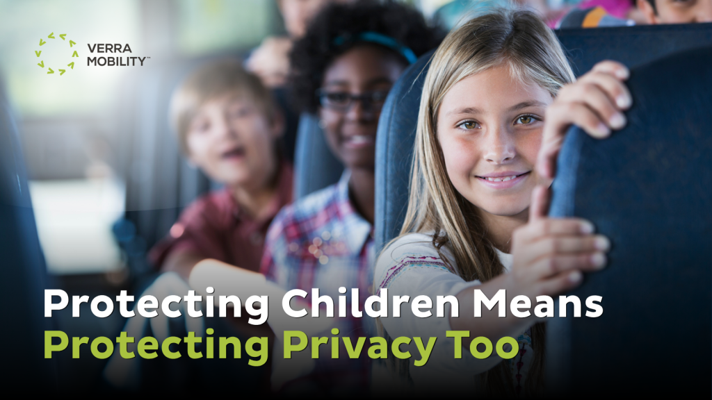 graphic of schoolkids on bus with article title