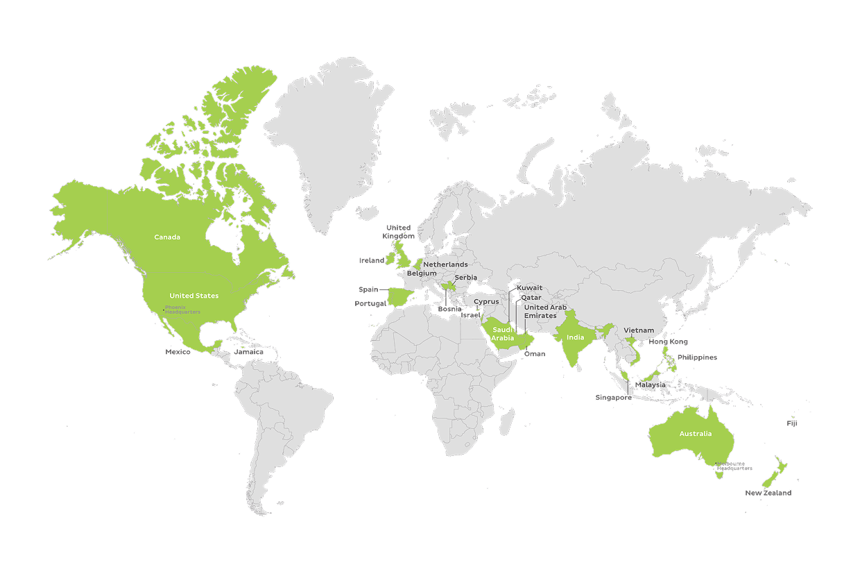locations available in Canada, United States, Mexico, Jamaica, United Kingdom, Ireland, Netherlands, Belgium, Spain, Portugal, Serbia, Bosnia, Cyprus, Israel, Saudi Arabia, Kuwait, Qatar, United Arab Emirates, Oman, India, Vietnam, Singapore, Hong Kong, Philippines, Malaysia, Australia, New Zealand, Fiji
